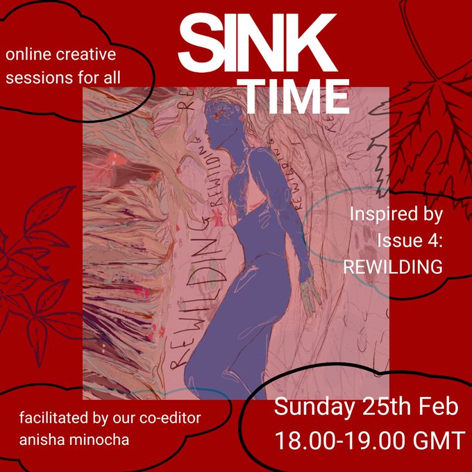 A red graphic image with the title 'Sink Time' and event details written on it.